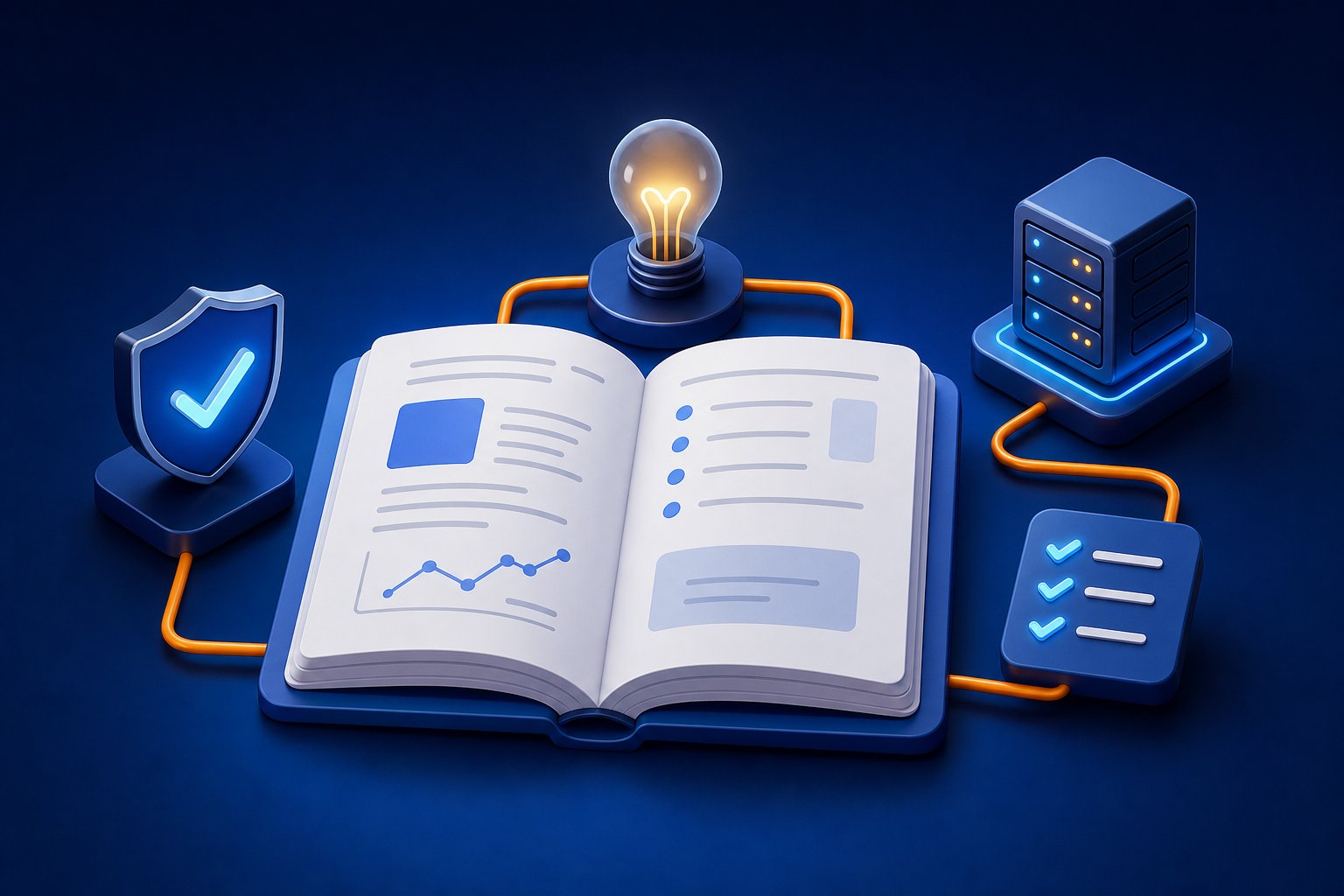 Technology guides and business learning resources illustration