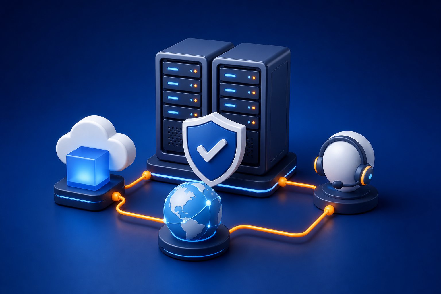 Connected managed hosting and support illustration